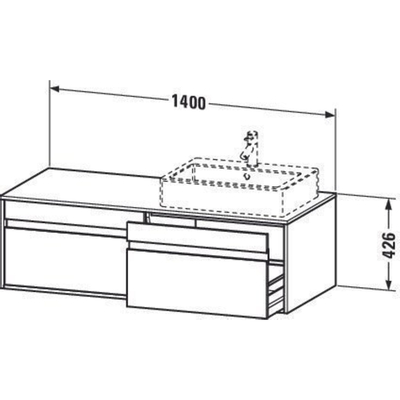 Duravit Ketho Wastafelonderkast 140x55x42.6cm 2 lades Standaard greep met softclose spaanplaat wit Mat