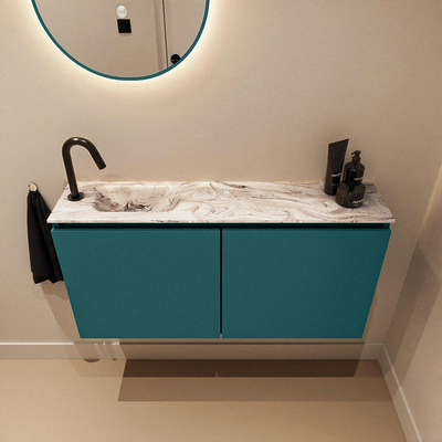MONDIAZ TURE-DLUX 100cm toiletmeubel Smag. EDEN wastafel Glace positie links. Met 1 kraangat.