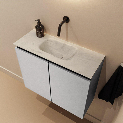 MONDIAZ TURE-DLUX 60cm toiletmeubel Plata. EDEN wastafel Opalo positie midden. Zonder kraangat.