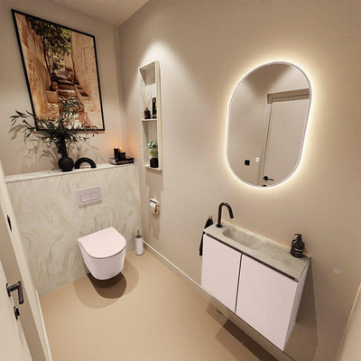 MONDIAZ TURE-DLUX 60cm toiletmeubel Rosee. EDEN wastafel Ostra positie links. Met 1 kraangat.