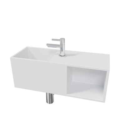 Wiesbaden Julia fonteinset solid surface met nis 54x20x20cm mat wit incl. Amador fonteinkraan chroom