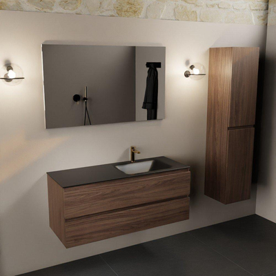 Mondiaz Aivy badmeubelset - 120x45x50cm - 1 kraangat - 1 wasbak urban Solid surface - Rechts - 2 lades - Met spiegel - Melamine Mocha