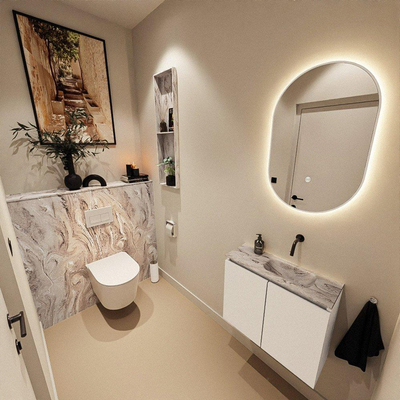 MONDIAZ TURE-DLUX 60cm toiletmeubel Talc. EDEN wastafel Glace positie rechts. Zonder kraangat.