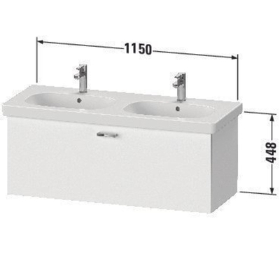 Duravit XBase Wastafelonderkast 115x45.8x44.8cm 1 lade Standaard greep met softclose spaanplaat wit Mat