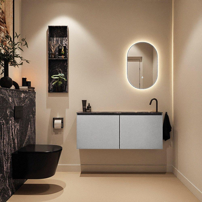 MONDIAZ TURE-DLUX 120cm toiletmeubel Plata. EDEN wastafel Lava positie rechts. Met 1 kraangat.