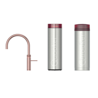 Quooker Fusion Round kokendwaterkraan - draaibare uitloop - PRO3 incl. Cube reservoir - Warm / kokend / bruisend / gefilterd water - Rosé koper