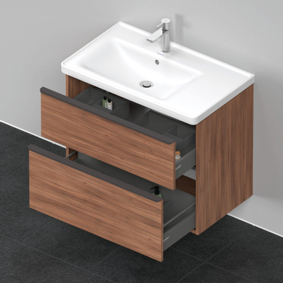 Duravit D-Neo wastafelonderkast 78.4x62.5x45.2cm 2 lades Noten Mat