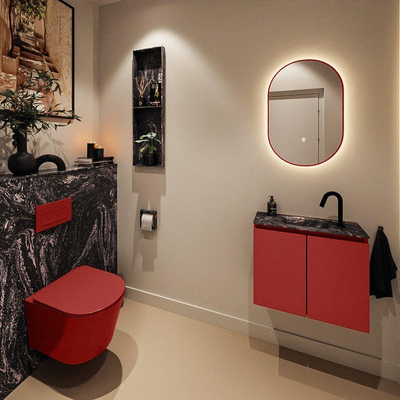 MONDIAZ TURE-DLUX 60cm toiletmeubel Fire. EDEN wastafel Lava positie midden. Met 1 kraangat.