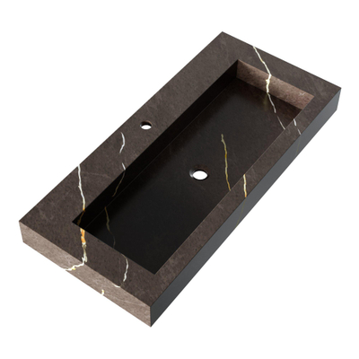 BRAUER Coral wastafel 100 met 1 kraangat Copper Brown Nexxt Wastafelonderkast 100x46x55cm 2 greeploze softclose lades 1 sifonuitsparing mat wit SHOWROOMMODEL