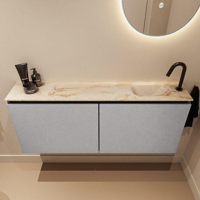 MONDIAZ TURE-DLUX 120cm toiletmeubel Plata. EDEN wastafel Frappe positie rechts. Met 1 kraangat.