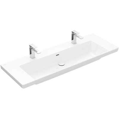 Villeroy & boch Subway 3.0 meubelwastafel 130x47cm 2 kraangat met overloop wit