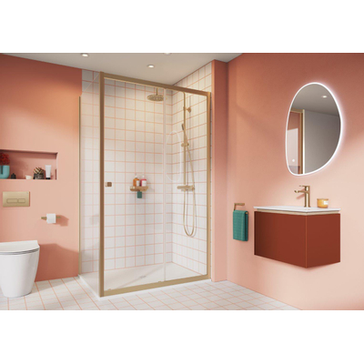 Crosswater Clear 6 Schuifdeur - 120cm - messing geborsteld