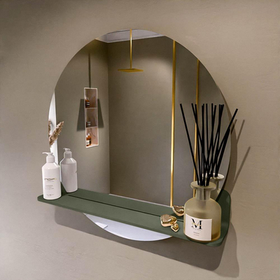 Mondiaz SPOT Badkamerspiegel - rond 70cm - spiegelplanchet - kleur Army