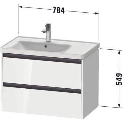 Duravit Ketho 2 wastafelonderbouwkast met 2 laden voor waskom links 78.4x45.5x54.9cm met grepen antraciet basalt mat