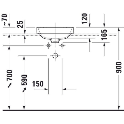 Duravit HappyD 2 Plus waskom vierkant zonder kraangat zonder overloop 40x40cm met keramische afdekkap wit/mat antraciet