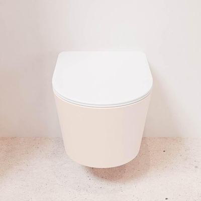 MONDIAZ LAVIE wandclosetpack - 36x53cm - diepspoel - rimless - Rosee (roze) - softclose - quick-release - toiletzitting - Talc (offwhite)