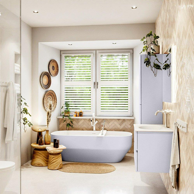 Mondiaz VICA Badkamermeubelset - 70cm - cale - 2 lades - Wastafel MOON - midden - 1 kraangat - kleur talc - XL versie 60cm hoog