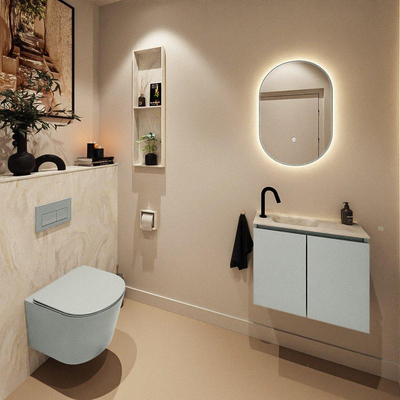MONDIAZ TURE-DLUX 60cm toiletmeubel Greey. EDEN wastafel Ostra positie links. Met 1 kraangat.