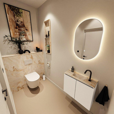 MONDIAZ TURE-DLUX 60cm toiletmeubel Talc. EDEN wastafel Frappe positie midden. Met 1 kraangat.