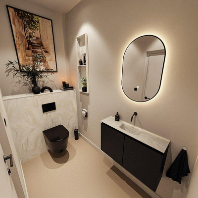 MONDIAZ TURE-DLUX 80cm toiletmeubel Urban. EDEN wastafel Ostra positie midden. Zonder kraangat.