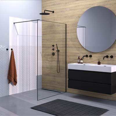 BRAUER Black Frame Inloopdouche helder glas met frame 120x200cm - mat zwart