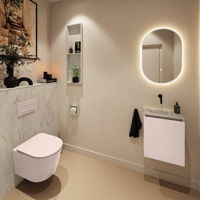 MONDIAZ TURE-DLUX 40cm toiletmeubel Rosee. EDEN wastafel Opalo positie midden. Zonder kraangat.