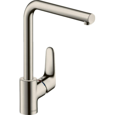 Hansgrohe Focus keukenkraan met rechte hoge uitloop RVS look