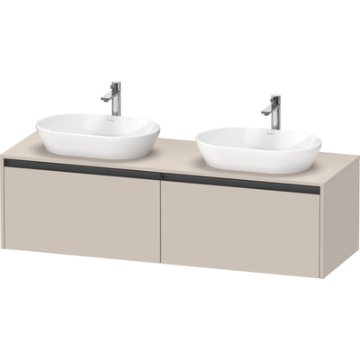 Duravit Ketho 2 wastafelonderbouwkast incl. consoleplaat met 2 laden voor dubbele waskommen 160x55x45.9cm met handgrepen antraciet taupe mat