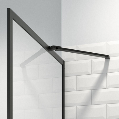 Sealskin Contour inloop douche type A3 118 cm breed, 200 cm hoog, zwart, 6 mm helder veiligheidsglas