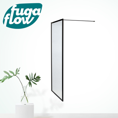 FugaFlow Efficiente Vetro inloopdouche badkamer - 120x200cm - veiligheidsglas - mat zwarte lijst rondom - anti kalk