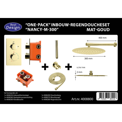 Best Design One Pack inbouw regendoucheset Nancy M 300 mat goud