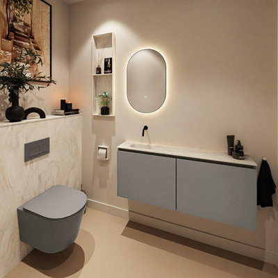 MONDIAZ TURE-DLUX 120cm toiletmeubel Smoke. EDEN wastafel Ostra positie links. Zonder kraangat.