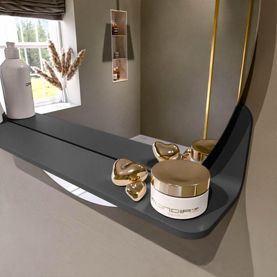 Mondiaz SPOT Badkamerspiegel - rond 60cm - spiegelplanchet - kleur Dark Grey