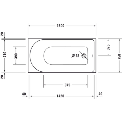 Duravit D-Neo bad 150x75x48.5cm 125liter Wit Hoogglans