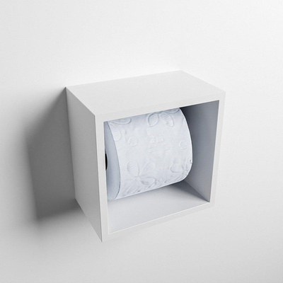 Mondiaz Easy Toiletrolhouder - 16x16x16cm - Inbouw/opbouw - Solid surface - Talc mat