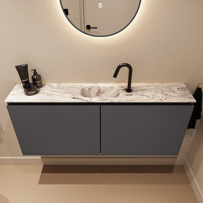 MONDIAZ TURE-DLUX 120cm toiletmeubel Dark Grey. EDEN wastafel Glace positie midden. Met 1 kraangat.