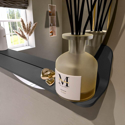 Mondiaz SPOT Badkamerspiegel - rond 70cm - spiegelplanchet - kleur Dark Grey