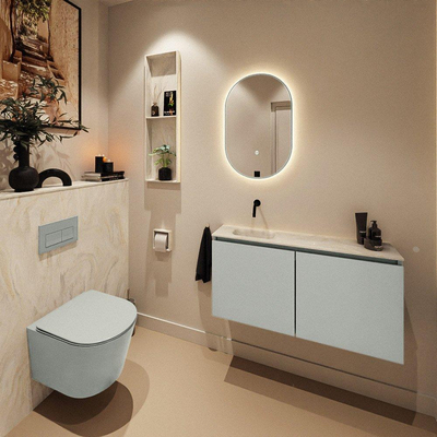 MONDIAZ TURE-DLUX 100cm toiletmeubel Greey. EDEN wastafel Ostra positie links. Zonder kraangat.