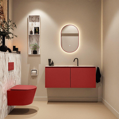MONDIAZ TURE-DLUX 120cm toiletmeubel Fire. EDEN wastafel Glace positie midden. Met 1 kraangat.