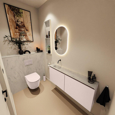 MONDIAZ TURE-DLUX 120cm toiletmeubel Rosee. EDEN wastafel Opalo positie links. Zonder kraangat.
