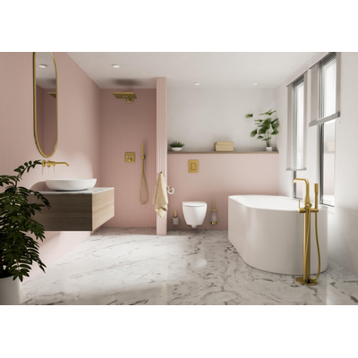 GROHE Essence New Afbouwdeel vrijstaande badkraan - omstel - draaibare uitloop 27.7cm - handdouche - doucheslang - brushed cool sunrise