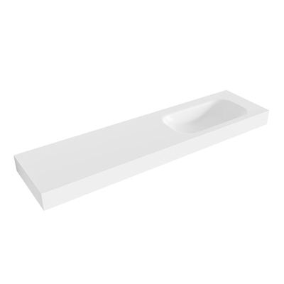 Mondiaz BIG SMALL Vrijhangende wastafel - 180cm - wasbak rechts - rand 12cm - Solid surface Talc