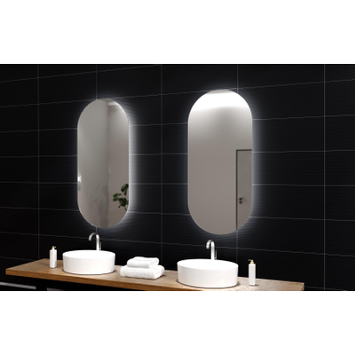 HR Badmeubelen Oval spiegel 40x100cm met indirecte verlichting rondom en touch sensor 3 standen