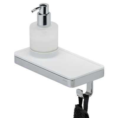 Geesa Frame Zeepdispenser met planchet en handdoekhaak Wit / Chroom