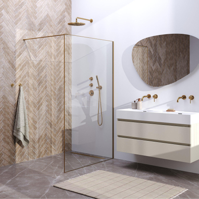BRAUER Gold Frame Inloopdouche helder glas met frame 120x200cm - goud geborsteld