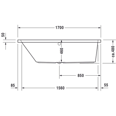 Duravit Vero bad acryl rechthoekig met rugsteun links 170x70x46cm wit