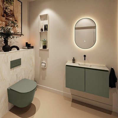 MONDIAZ TURE-DLUX 80cm toiletmeubel Army. EDEN wastafel Ostra positie midden. Zonder kraangat.