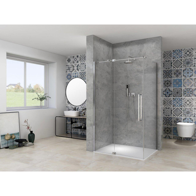 Van Rijn Products ST08 Vaste wand 1385-1405 x 2000mm 8 mm Helder glas incl. Glasbehandeling Chroom muurprofiel