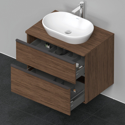 Duravit D-Neo wastafelonderkast 80x66.4x55cm 2 lades Noten (donker) Mat