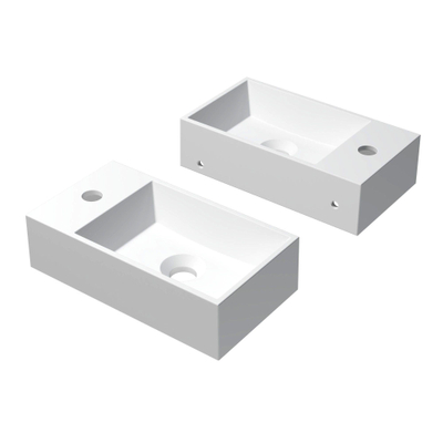 INK Contra Fontein - 40x22x10cm - wasbak rechts - 1 kraangat - polystone wit mat